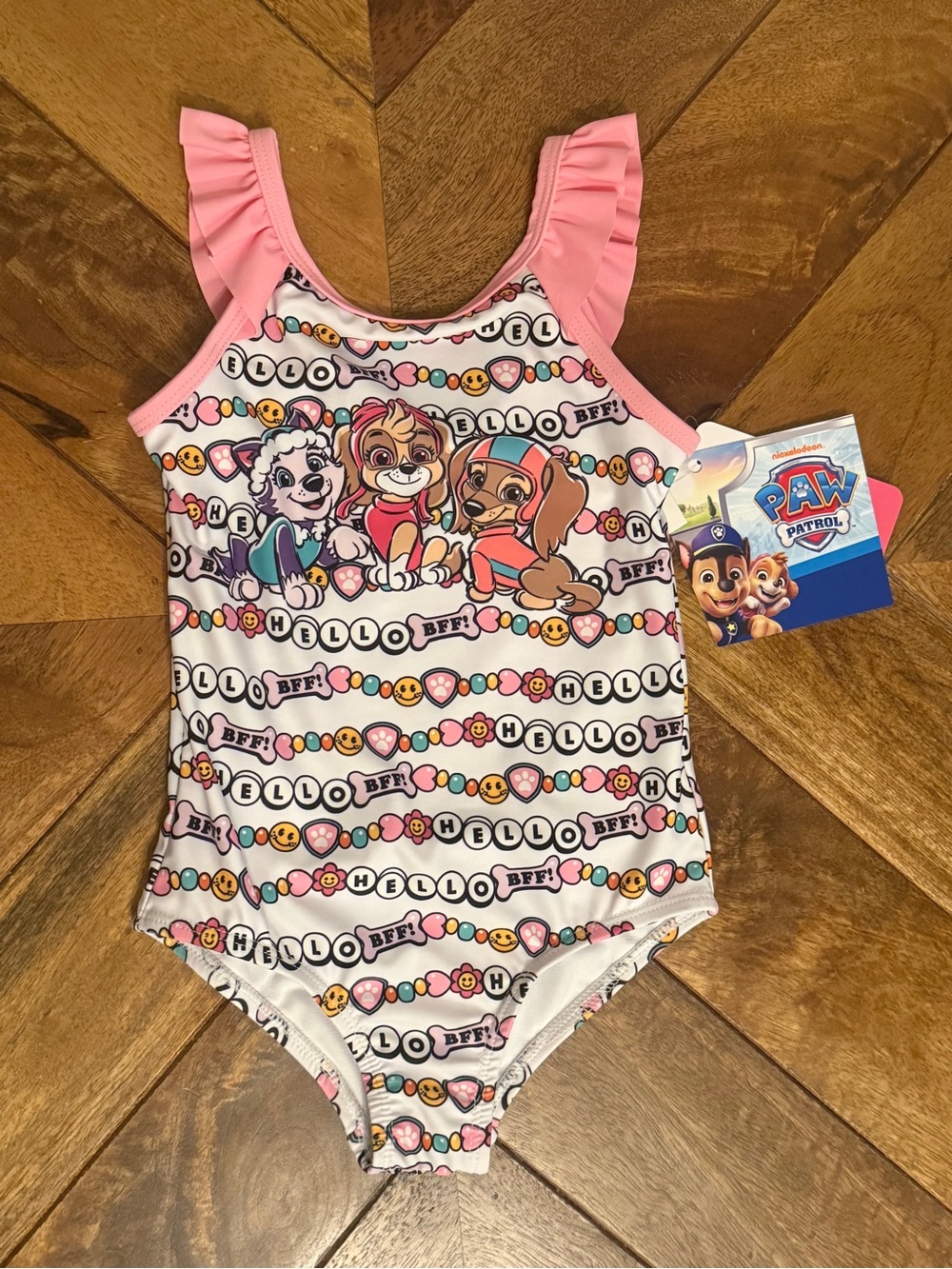 Paw Patrol Girls One-Piece Swimsuit Size 3T Pink Ruffle UPF 50+ New With Tags